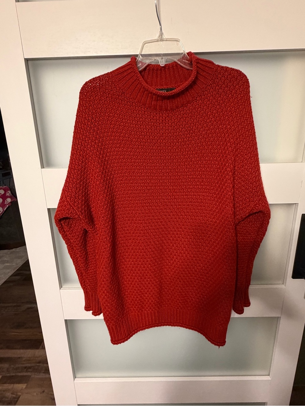 Women's Red Textured Turtleneck Sweater